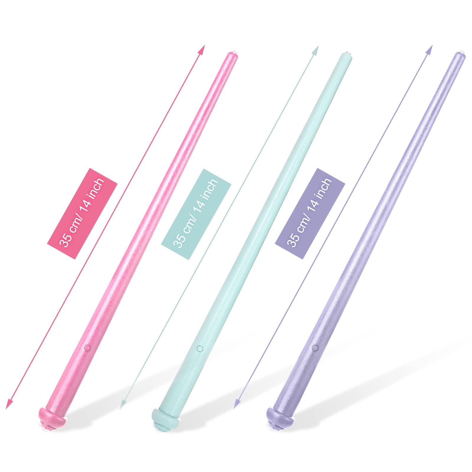 Skylety 3-Pack Light-Up Wands with Sound - Pink, Purple, Blue - 14-Inch Magic Fairy Princess Wands for Cosplay and Parties