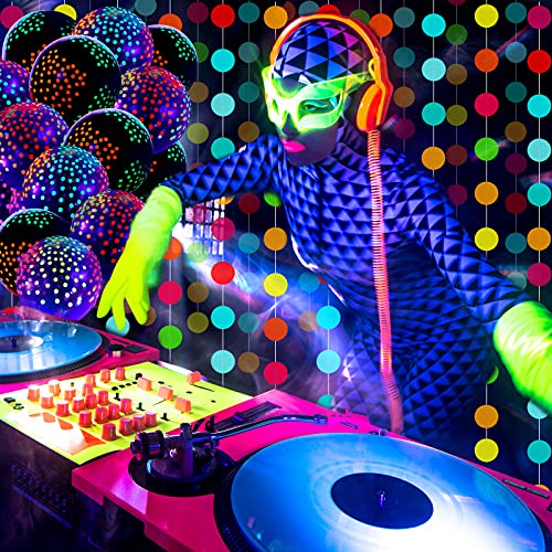 Skylety 32-Piece Glow in the Dark Party Supplies Set with Neon Balloons, UV Tape, and Pre-Assembled Wreath for Blacklight Parties