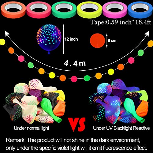 Skylety 32-Piece Glow in the Dark Party Supplies with Balloons, Tape, and Streamer Garland - Neon Party Favors for Blacklight Events