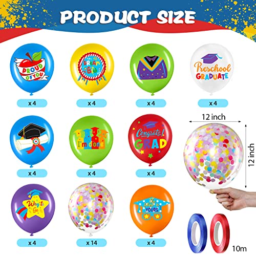 Skylety 50 Pack 12 Inch Preschool Graduation Balloons – Class of 2026 Latex Decor with Ribbons