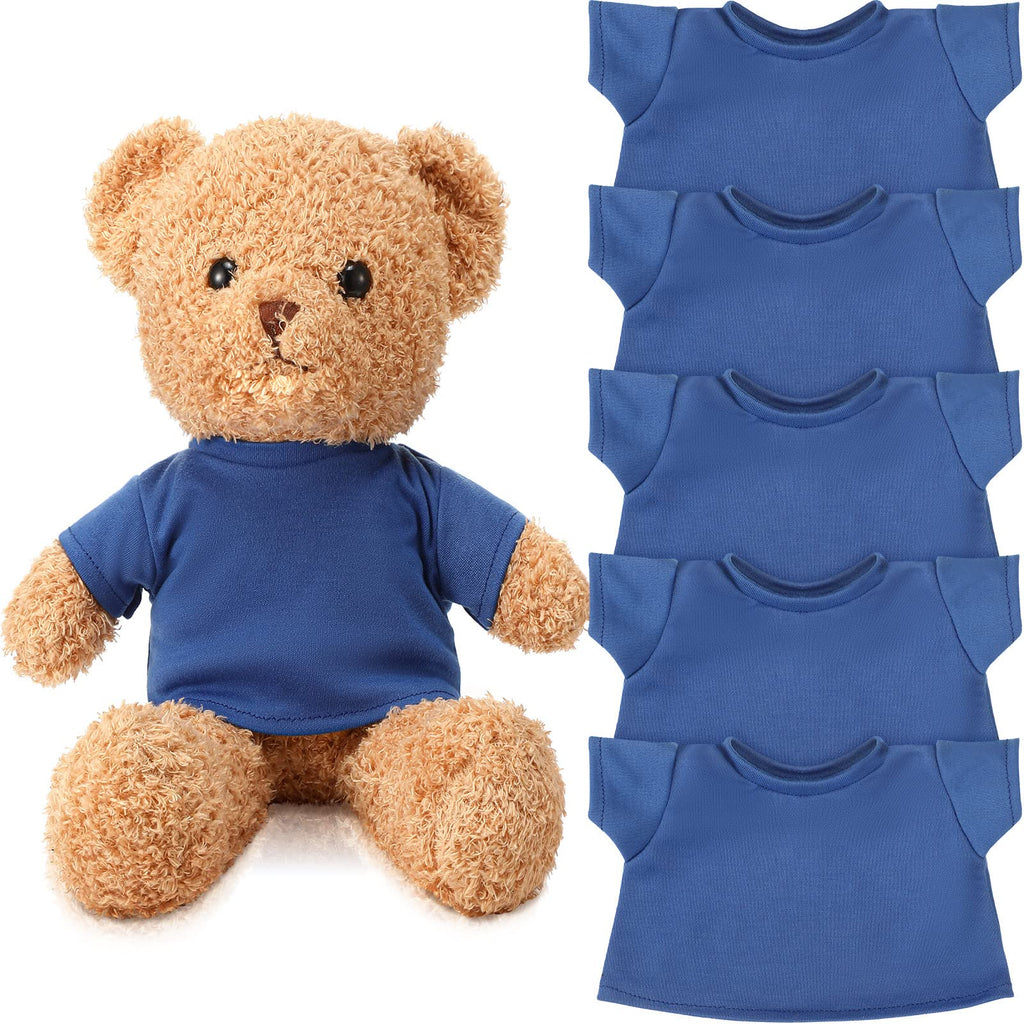 Skylety 6-Pack Blue Basic Tee Shirts for Stuffed Bears and Dolls (Fits 14-18 Inch, Bear Not Included)