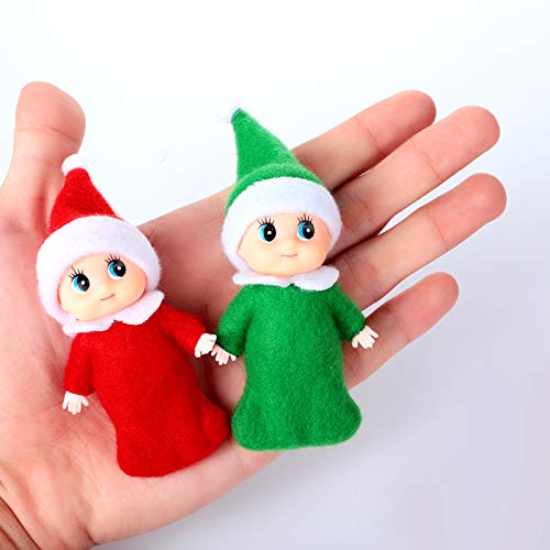 Skylety 6-Pack Mini Christmas Doll Babies with Velvet Bags – Red & Green