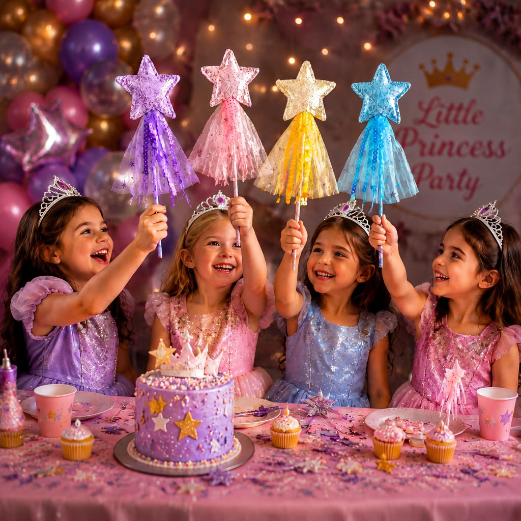 Skylety 8-Pack Fairy Wands: Glitter Star Princess Wands for Party Favors and Costume Props