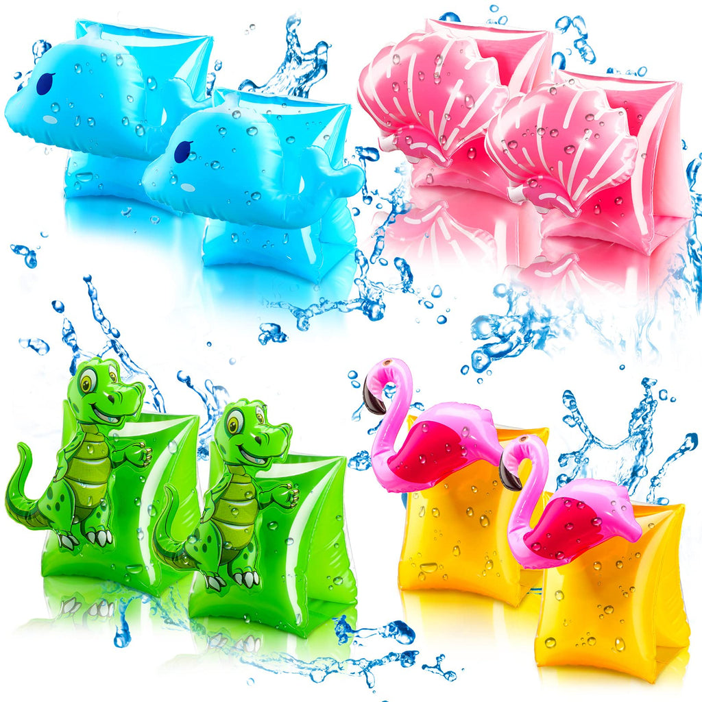 Skylety 8-Piece Inflatable Swim Arm Floaties for Toddlers – Colorful Cartoon Arm Bands