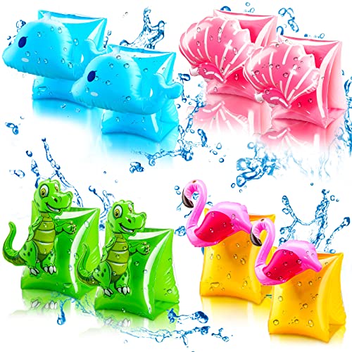 Skylety 8-Piece Inflatable Swim Arm Floaties for Toddlers – Colorful Cartoon Arm Bands