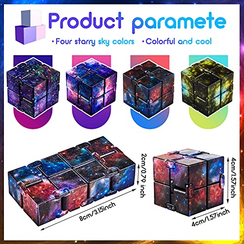 Skylety Infinity Cube Set (4 Pack) – Galaxy Design Stress Relief Fidget Toy for Adults
