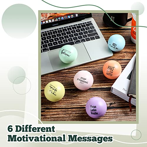 Skylety Motivational Stress Balls – 6 Pack Pastel Foam Squeeze Balls with Inspirational Quotes for Stress Relief