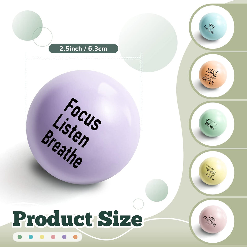 Skylety Motivational Stress Balls – 6 Pack Pastel Foam Squeeze Balls with Inspirational Quotes for Stress Relief