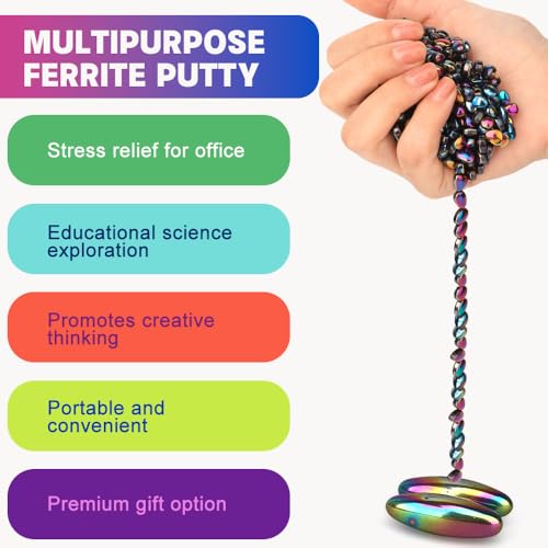 Slime Putty Set with Magnetic Ferrite Stones and Oval Magnets - Fidget Toy for Adults