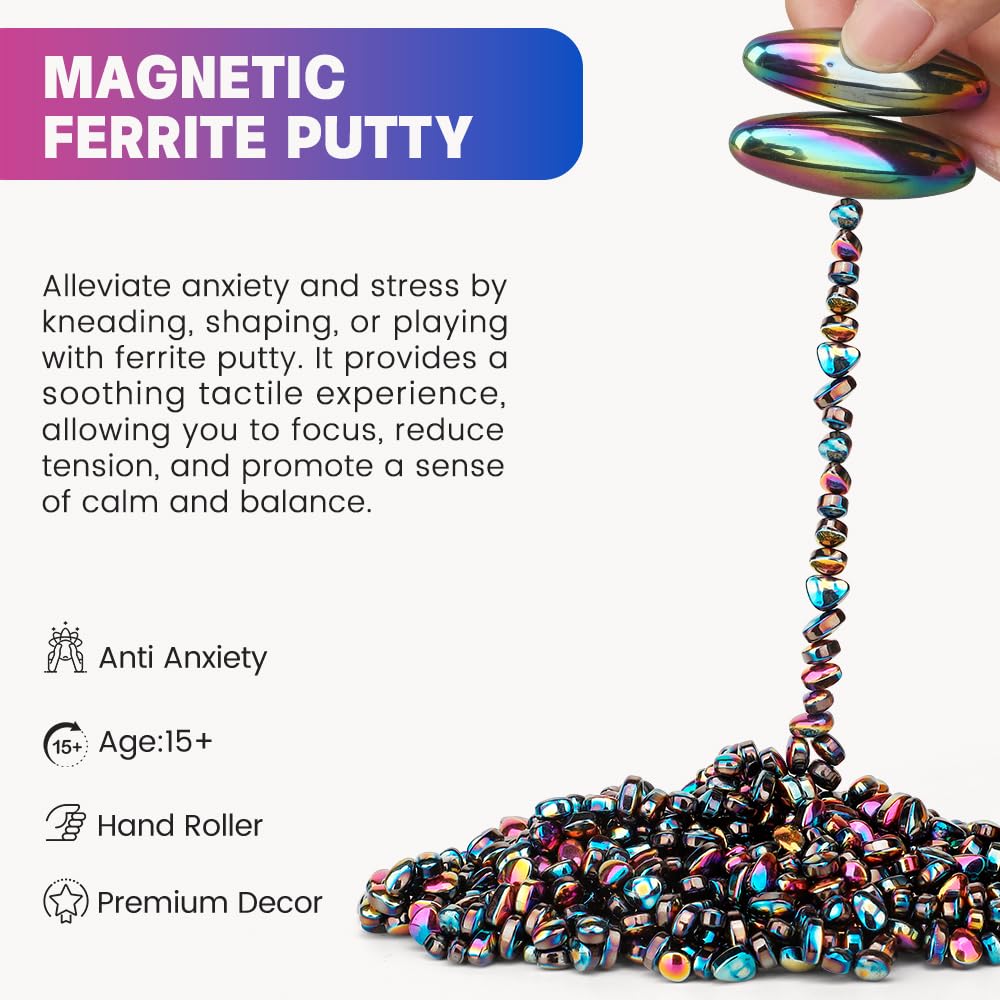 Slime Putty Set with Magnetic Ferrite Stones and Oval Magnets - Fidget Toy for Adults