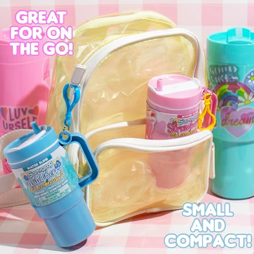 SLIMYGLOOP Lemonade Tumbler Bundle – 2-Pack Scented Water Slime (Blue Raspberry & Pink Strawberry) with Ice Cubes