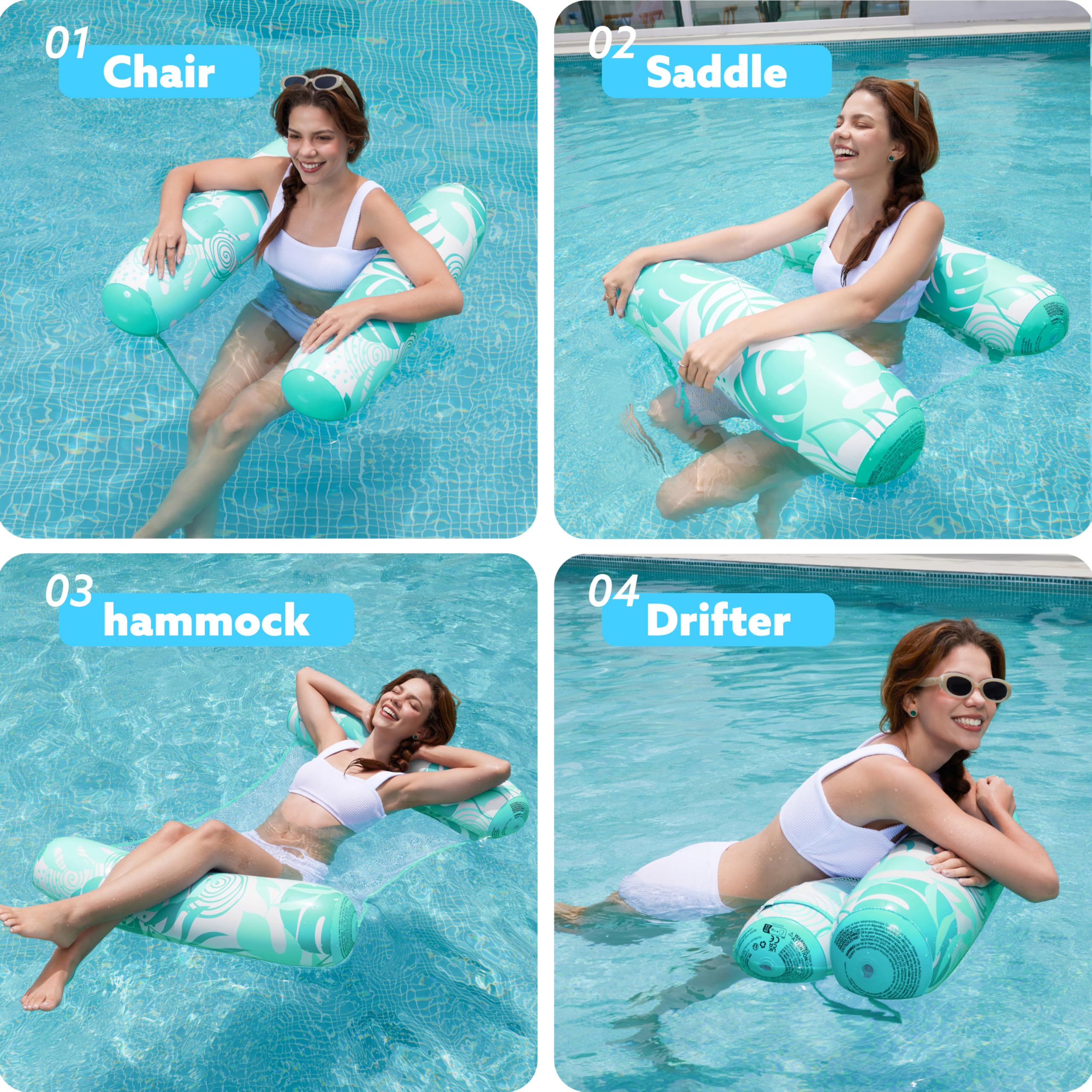 SLOOSH 4-in-1 Hammock Pool Float for Adults – Inflatable Water Lounge with Buoyant Pillows & Mesh Seat