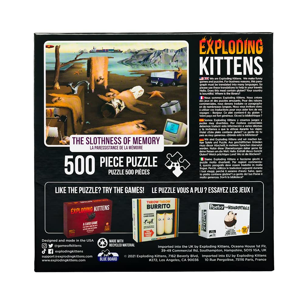 Slothness of Memory Jigsaw Puzzle, 500 Pieces – Exploding Kittens