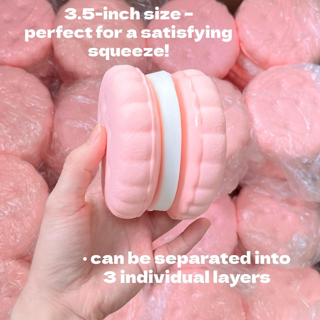 Slow Rising Cookie Squishy Toy by SUISUILE - 3-Layer Sandwich Design, Soft PU Foam, Stress Relief Squeeze Toy for Adults and Kids (Pink)