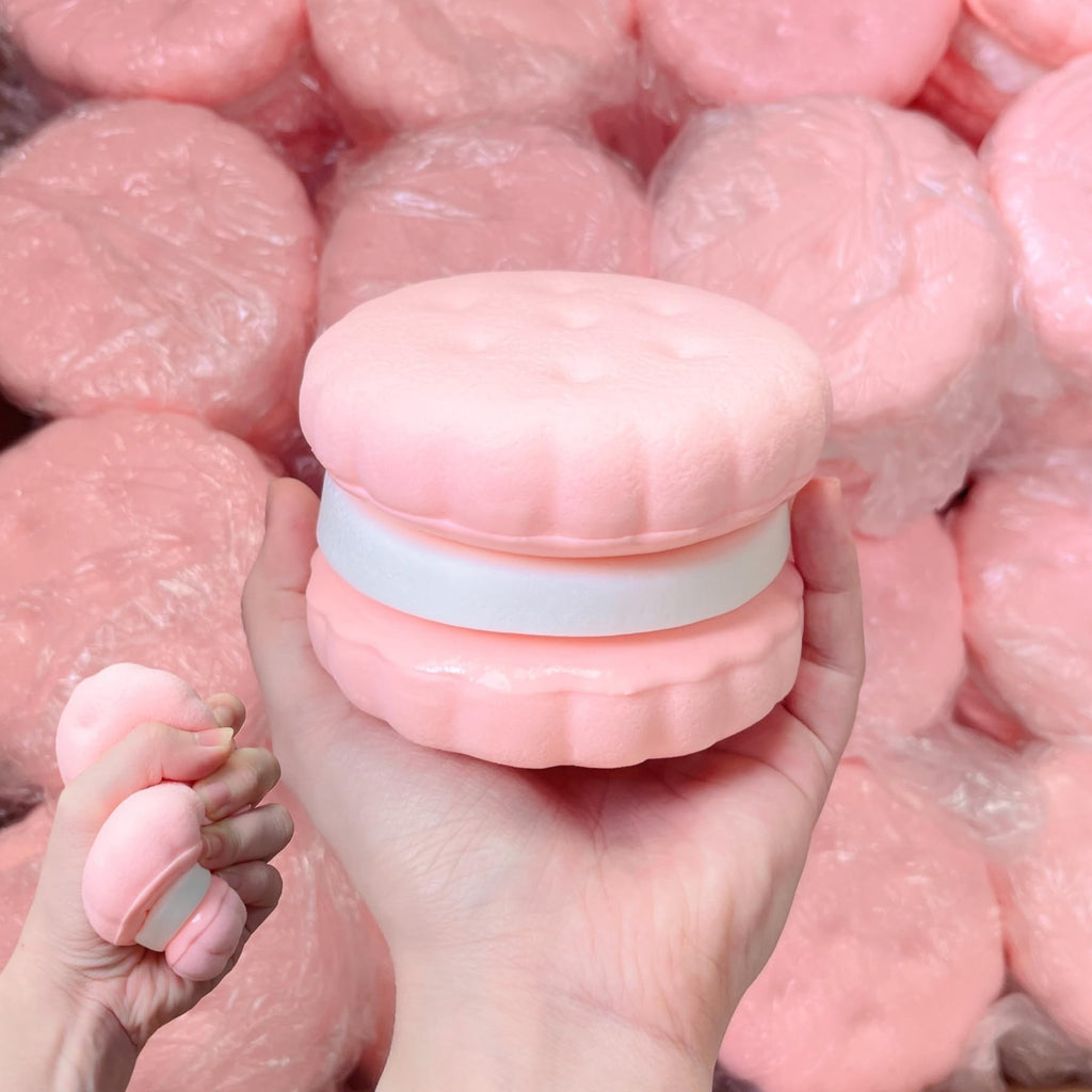 Slow Rising Cookie Squishy Toy by SUISUILE - 3-Layer Sandwich Design, Soft PU Foam, Stress Relief Squeeze Toy for Adults and Kids (Pink)