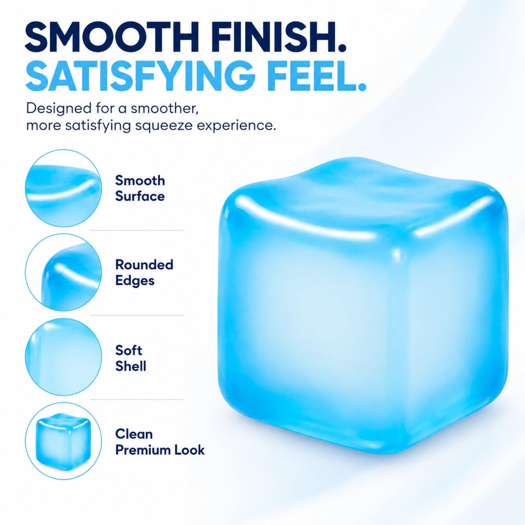 Slow-Rising Ice Cube Squishy Fidget Toy – Pink Sensory Stress Relief Cube for Desk, Travel, and Focus