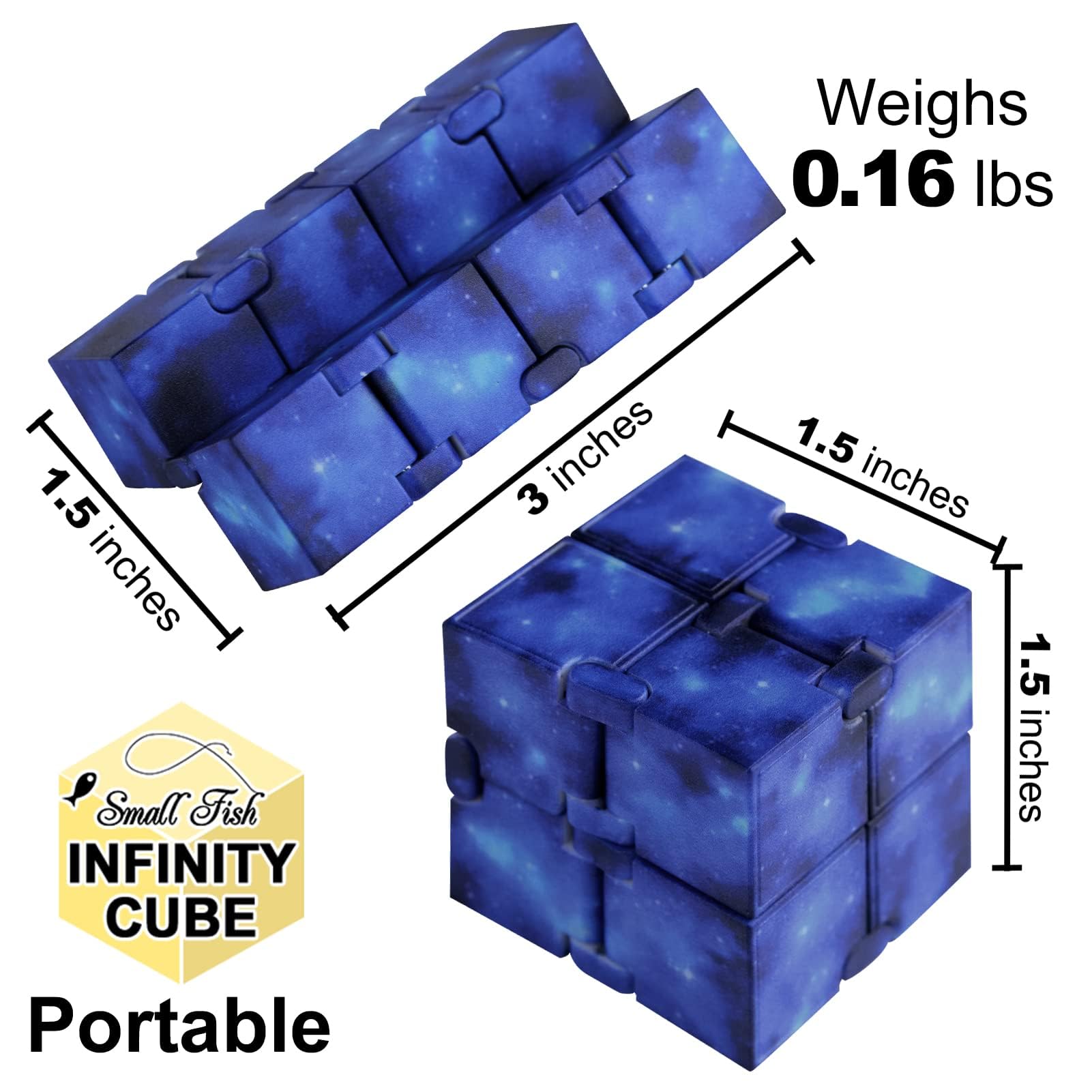 SMALL FISH Infinity Cube Fidget Galaxy – Noiseless Sensory Toy for Stress Relief and Focus