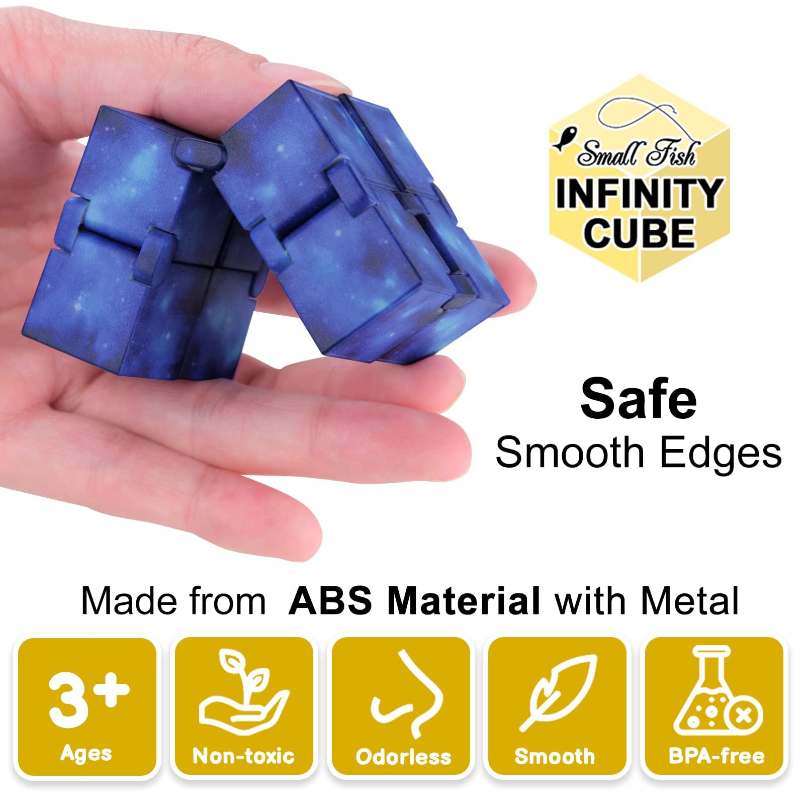 SMALL FISH Infinity Cube Fidget Galaxy – Noiseless Sensory Toy for Stress Relief and Focus