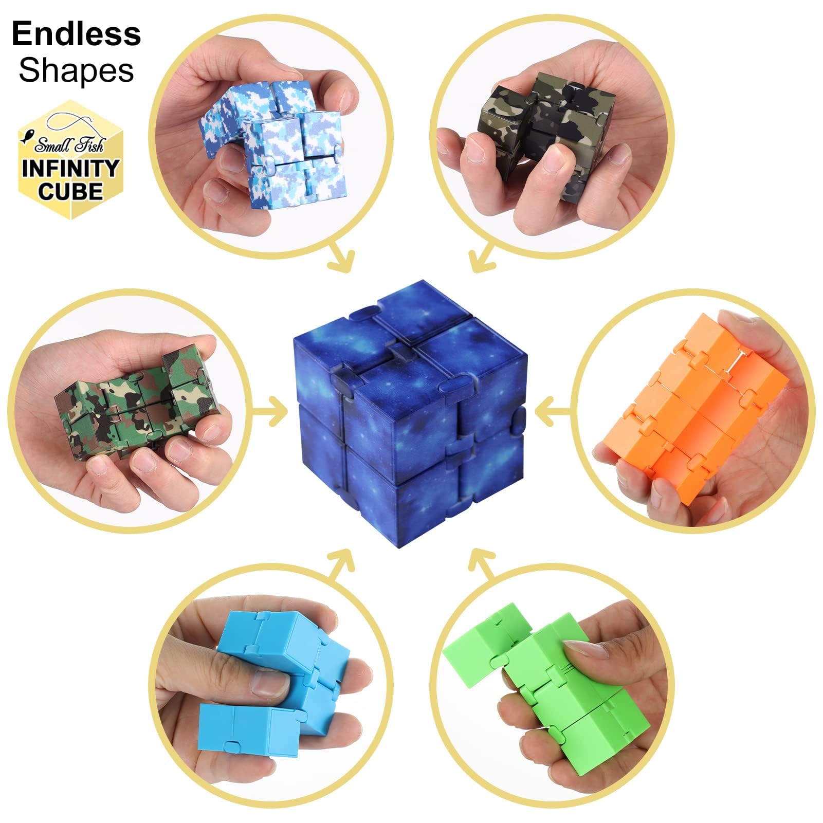 SMALL FISH Infinity Cube Fidget Galaxy – Noiseless Sensory Toy for Stress Relief and Focus