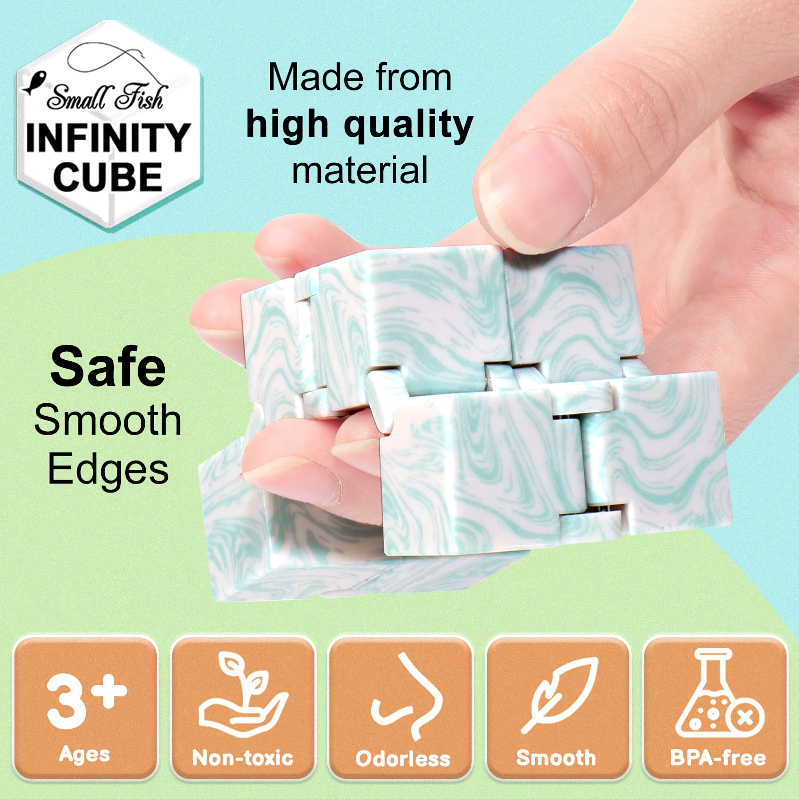 SMALL FISH Infinity Cube Fidget Toy for Stress Relief – Marble