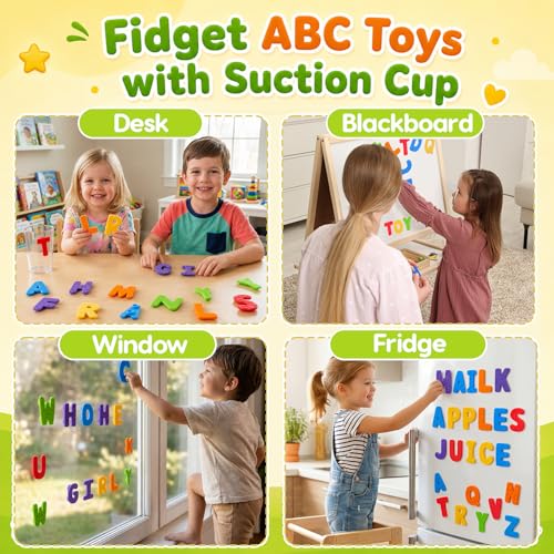 SMALL FISH Sensory Alphabet Toys: 26 Textured Letters with Suction Cups for Learning and Fidgeting