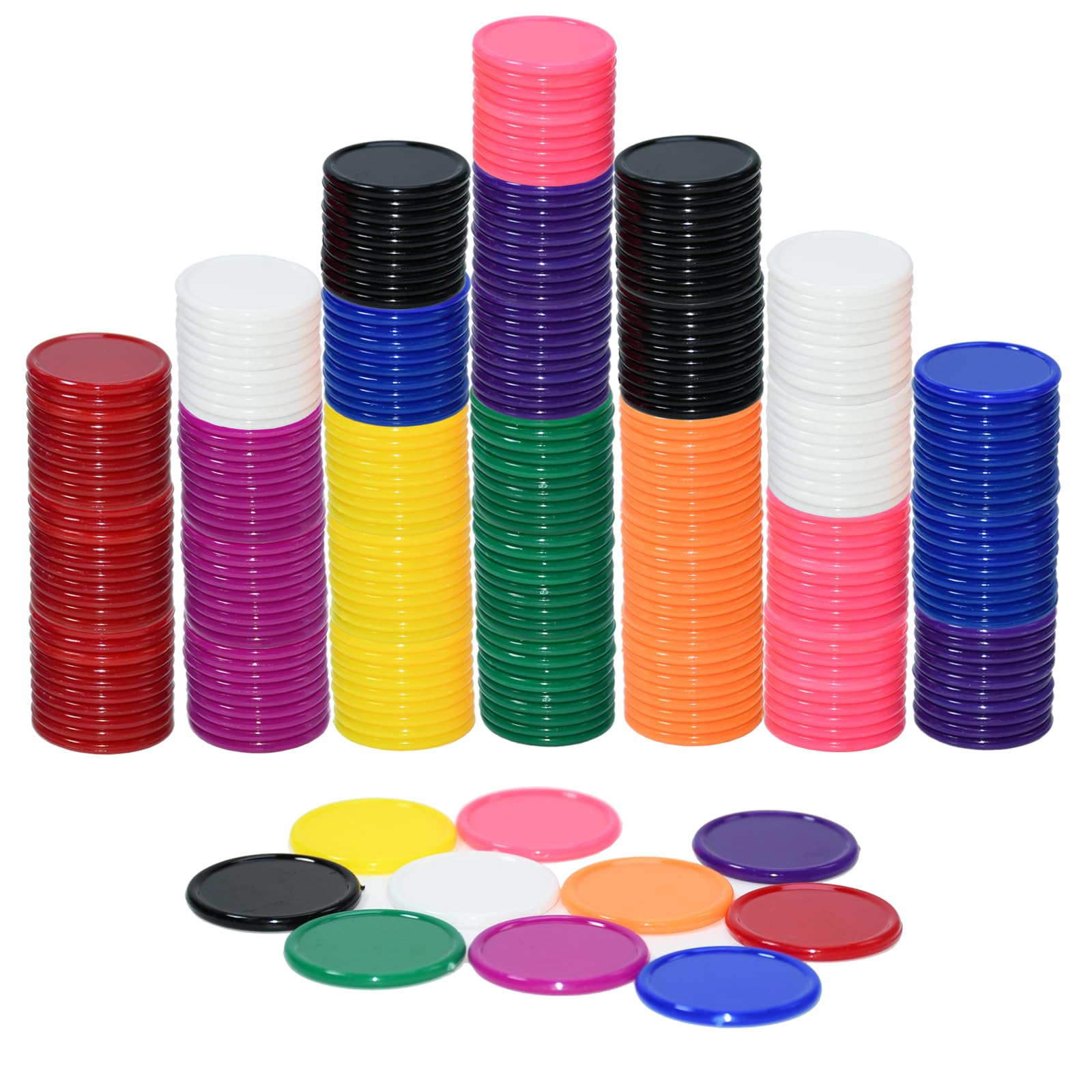 Smartdealspro 300-Piece 1-Inch Plastic Counters Set – 10 Colors, Opaque, with Edge