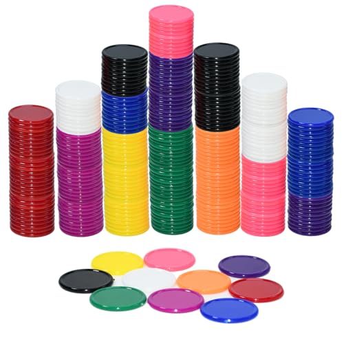 Smartdealspro 300-Piece 1-Inch Plastic Counters Set – 10 Colors, Opaque, with Edge