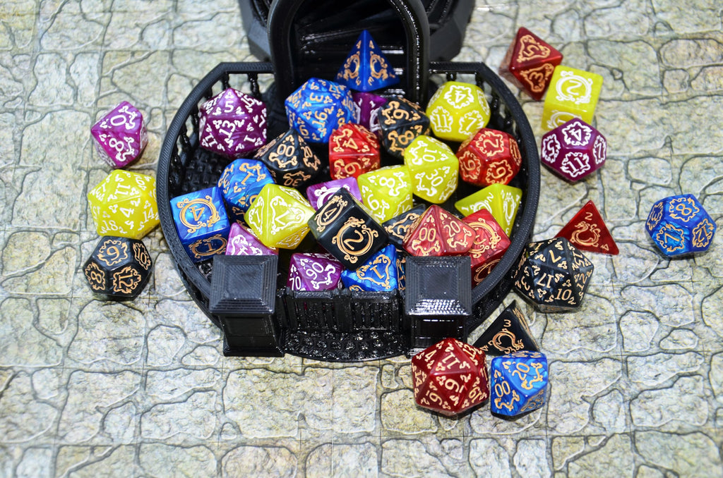 SmartDealsPro 5 Polyhedral Dice Sets (35 Dice) with Pouches – Acrylic D&D Dice with Gold Numbers