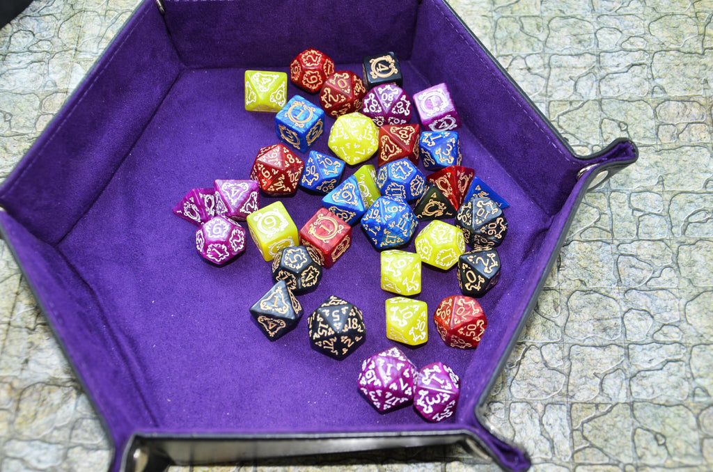SmartDealsPro 5 Polyhedral Dice Sets (35 Dice) with Pouches – Acrylic D&D Dice with Gold Numbers