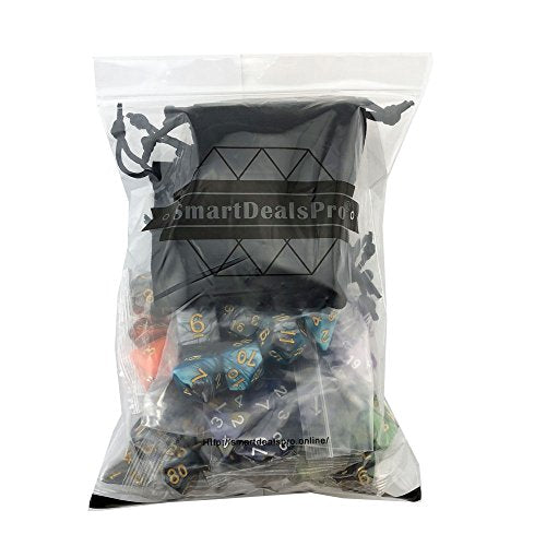 SmartDealsPro Double-Colors Polyhedral Dice Sets – 42 Acrylic Dice with 7 Pouches for D&D RPG MTG
