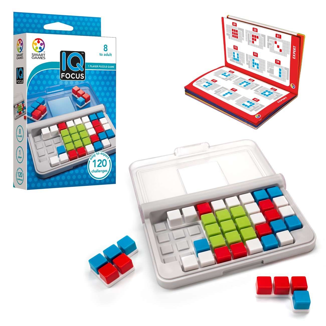 SmartGames IQ Focus: Compact Logic Puzzle with 120 Color Challenges for Ages 7+