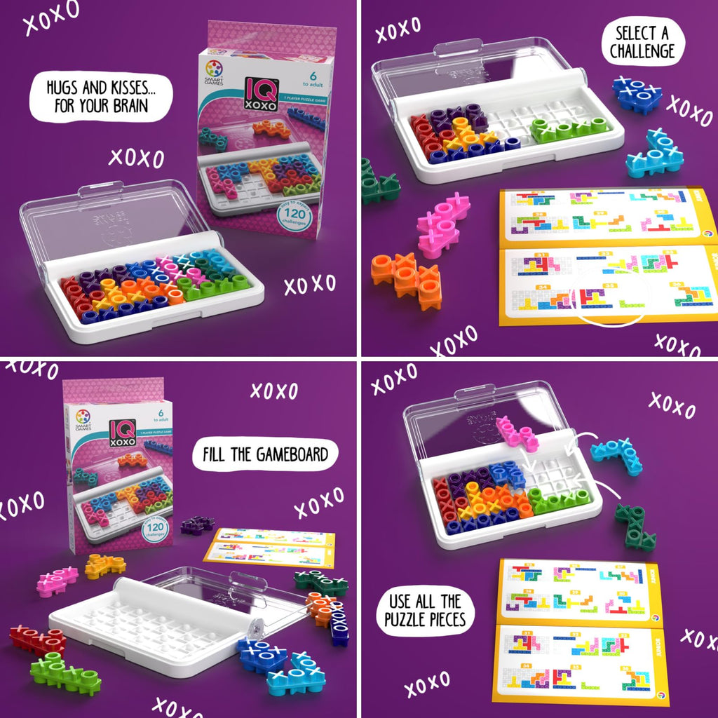 SmartGames IQ XOXO – 120 Logic Challenges in a Compact Travel Case for Kids and Adults