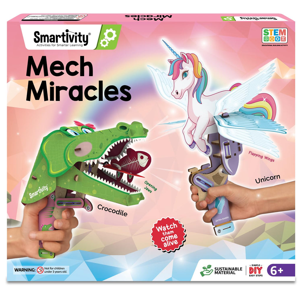 Smartivity Mech Miracles DIY Kit – Build Unicorn & Crocodile, STEM Toy for Ages 6-14