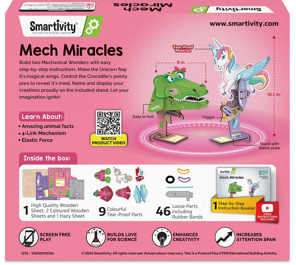Smartivity Mech Miracles DIY Kit – Build Unicorn & Crocodile, STEM Toy for Ages 6-14
