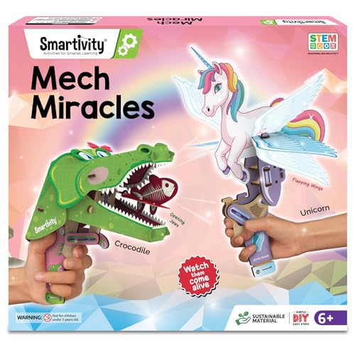 Smartivity Mech Miracles DIY Kit – Build Unicorn & Crocodile, STEM Toy for Ages 6-14