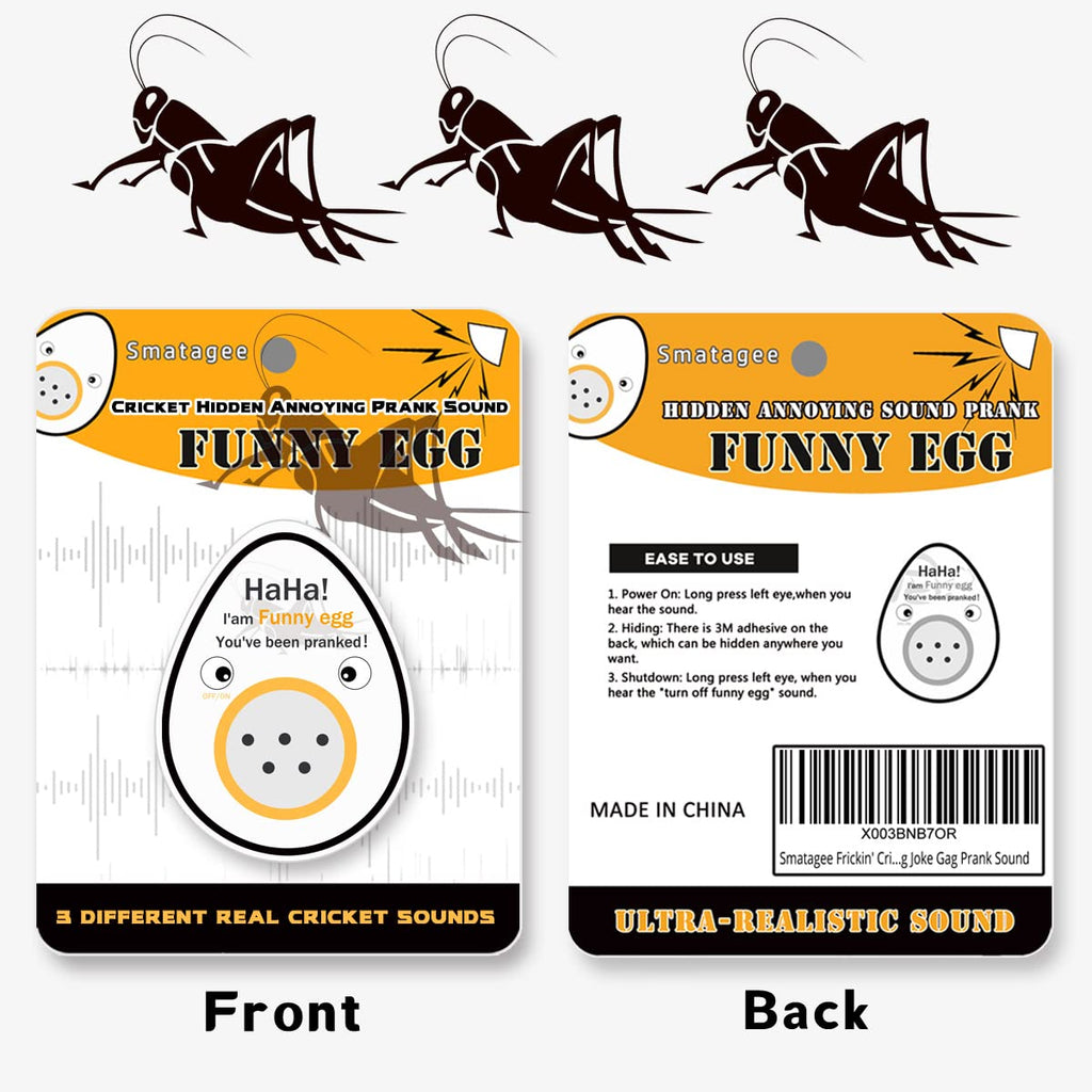 Smatagee Funny Egg: Cricket Hidden Noise Maker Prank – Random Chirping Sounds for Gags at Home or Office