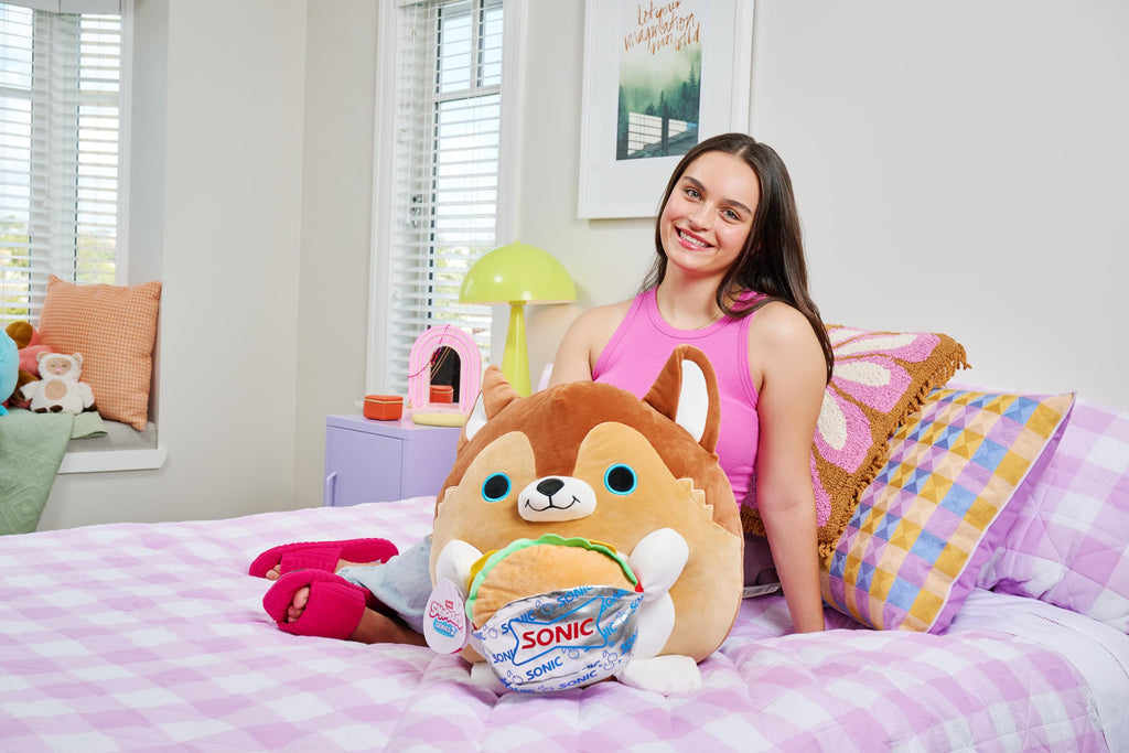 Snackles Series 2 Puppy Plush with Sonic Burger – 16 Inch Ultra Soft Collectible Stuffed Animal by ZURU
