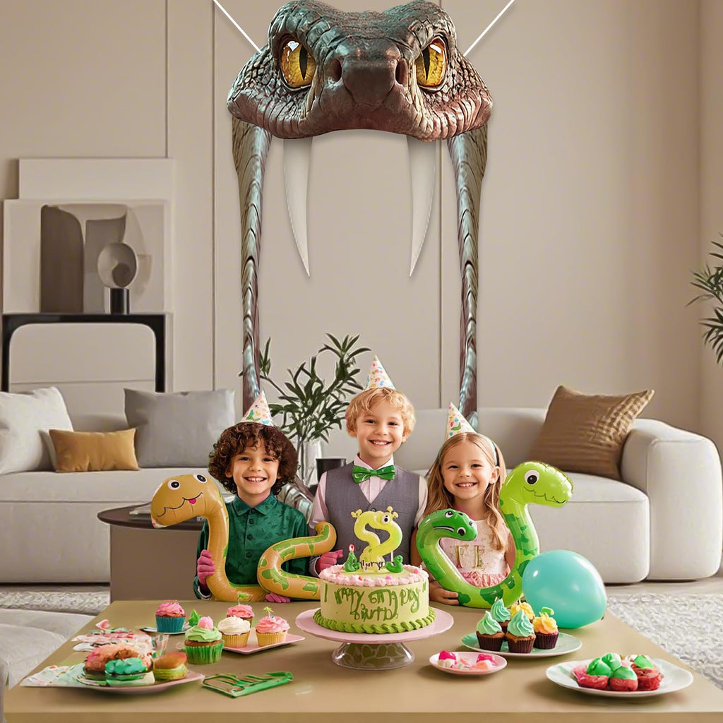 Snake Birthday Door Banner – LUUFILx Green Polyester Party Decoration, 91x43 Inches