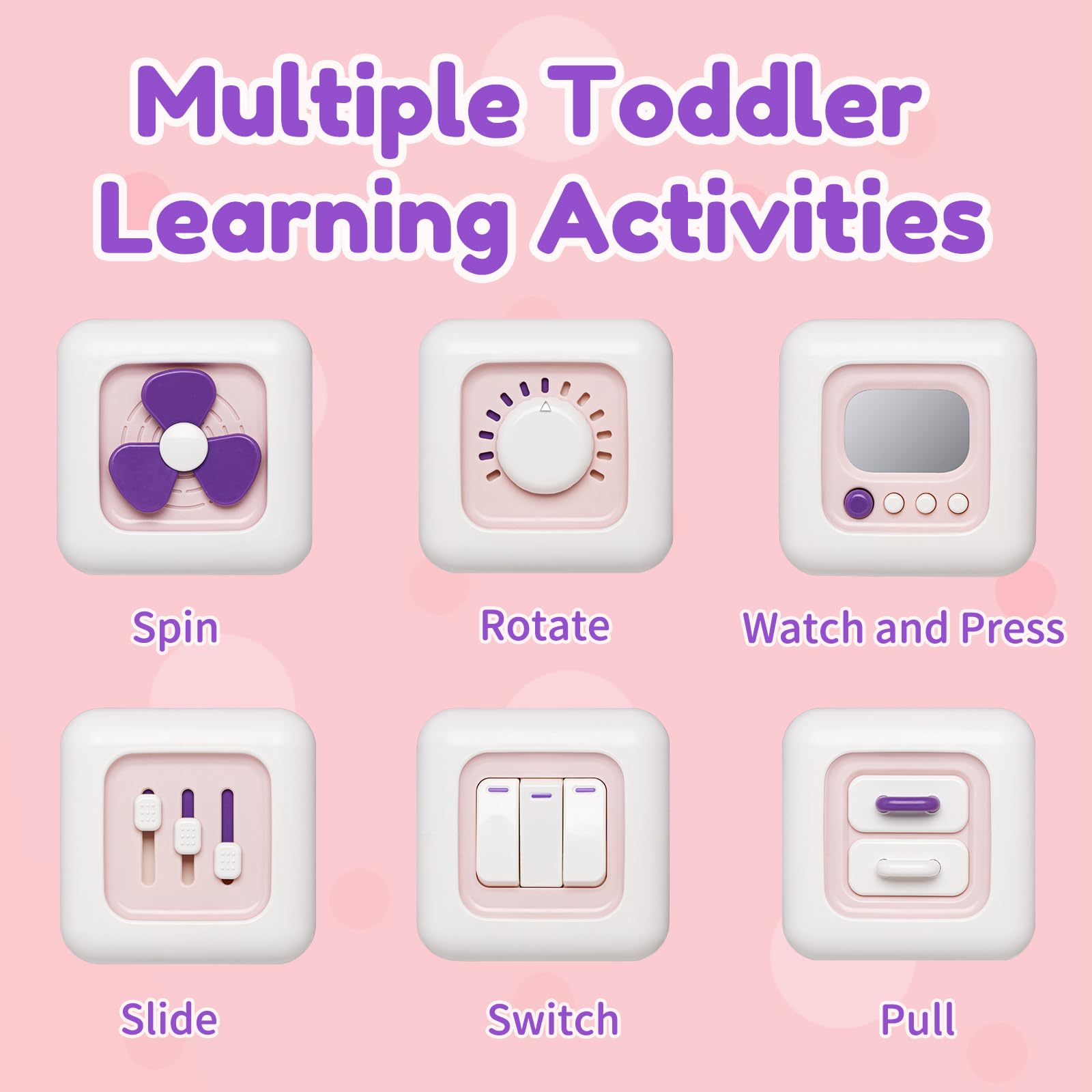SOCBTNSO Busy Cube - Montessori Sensory Toy for 1 Year Old Girl, Travel-Friendly Learning Cube for Toddlers 1-3