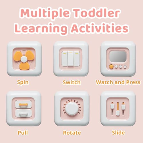 SOCBTNSO Busy Cube – Montessori Toys for 1 Year Old Girl Gifts, Travel Toys for Toddlers 1-3, Learning Fine Motor Skills