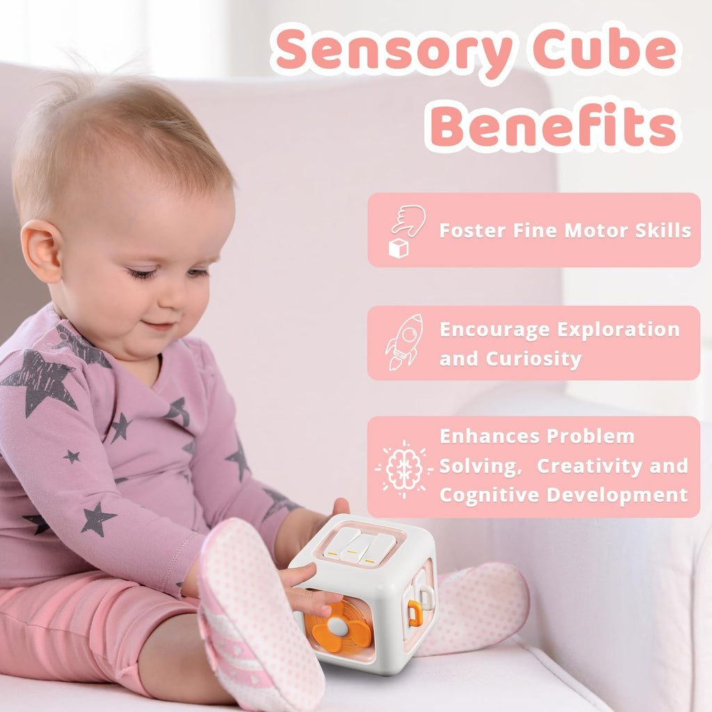 SOCBTNSO Busy Cube – Montessori Toys for 1 Year Old Girl Gifts, Travel Toys for Toddlers 1-3, Learning Fine Motor Skills