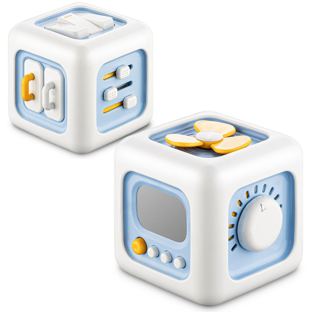 SOCBTNSO Busy Cube Toy – 6-in-1 Montessori Activity Cube for 1-Year-Olds, Travel-Friendly Fine Motor Skills Toy