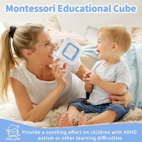 SOCBTNSO Busy Cube Toy – 6-in-1 Montessori Activity Cube for 1-Year-Olds, Travel-Friendly Fine Motor Skills Toy