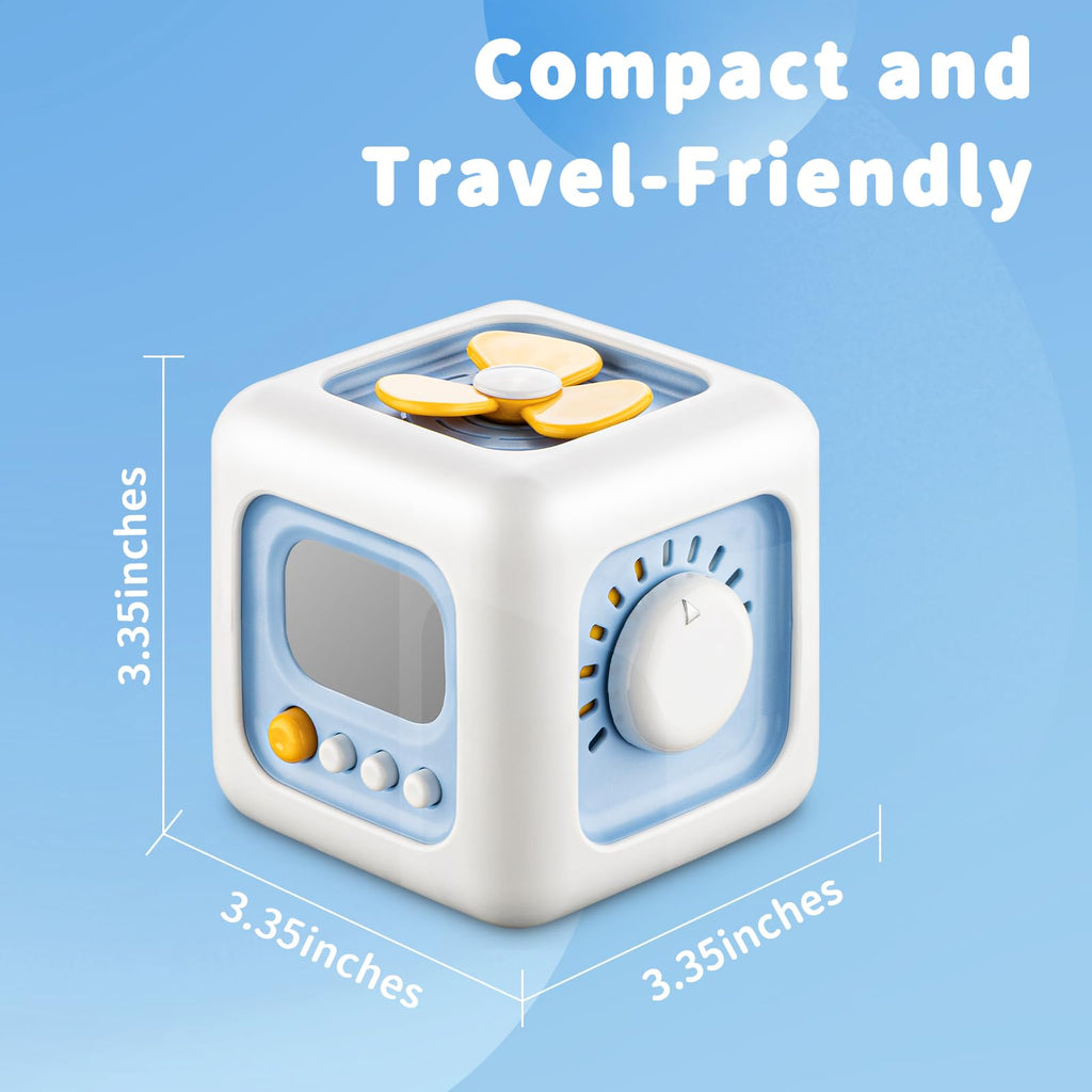 SOCBTNSO Busy Cube Toy – 6-in-1 Montessori Activity Cube for 1-Year-Olds, Travel-Friendly Fine Motor Skills Toy