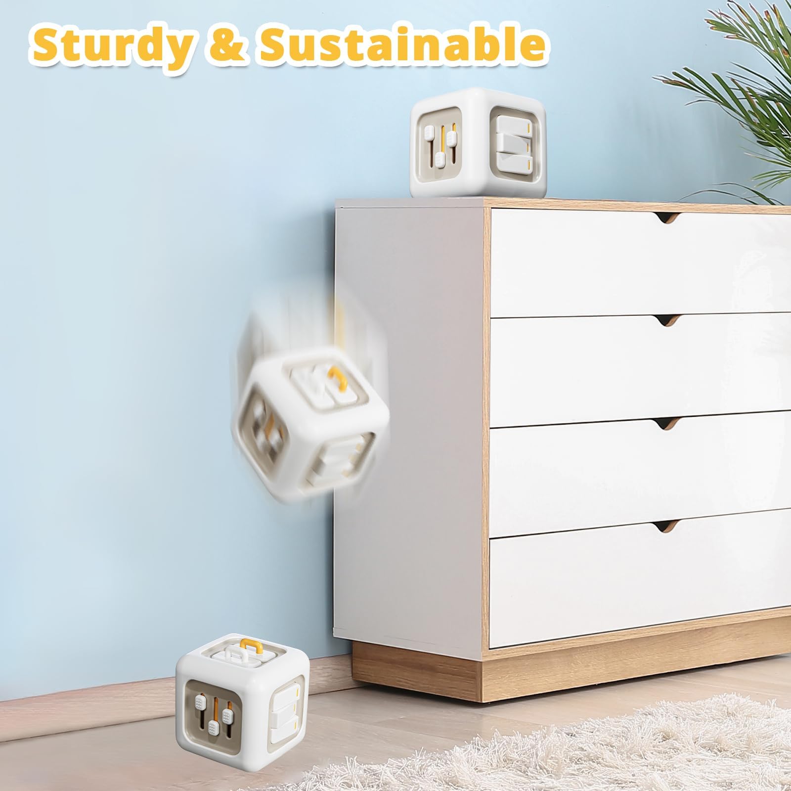 SOCBTNSO Busy Cube Toy for 1 Year Old - Montessori Travel Toy with 6 Activities