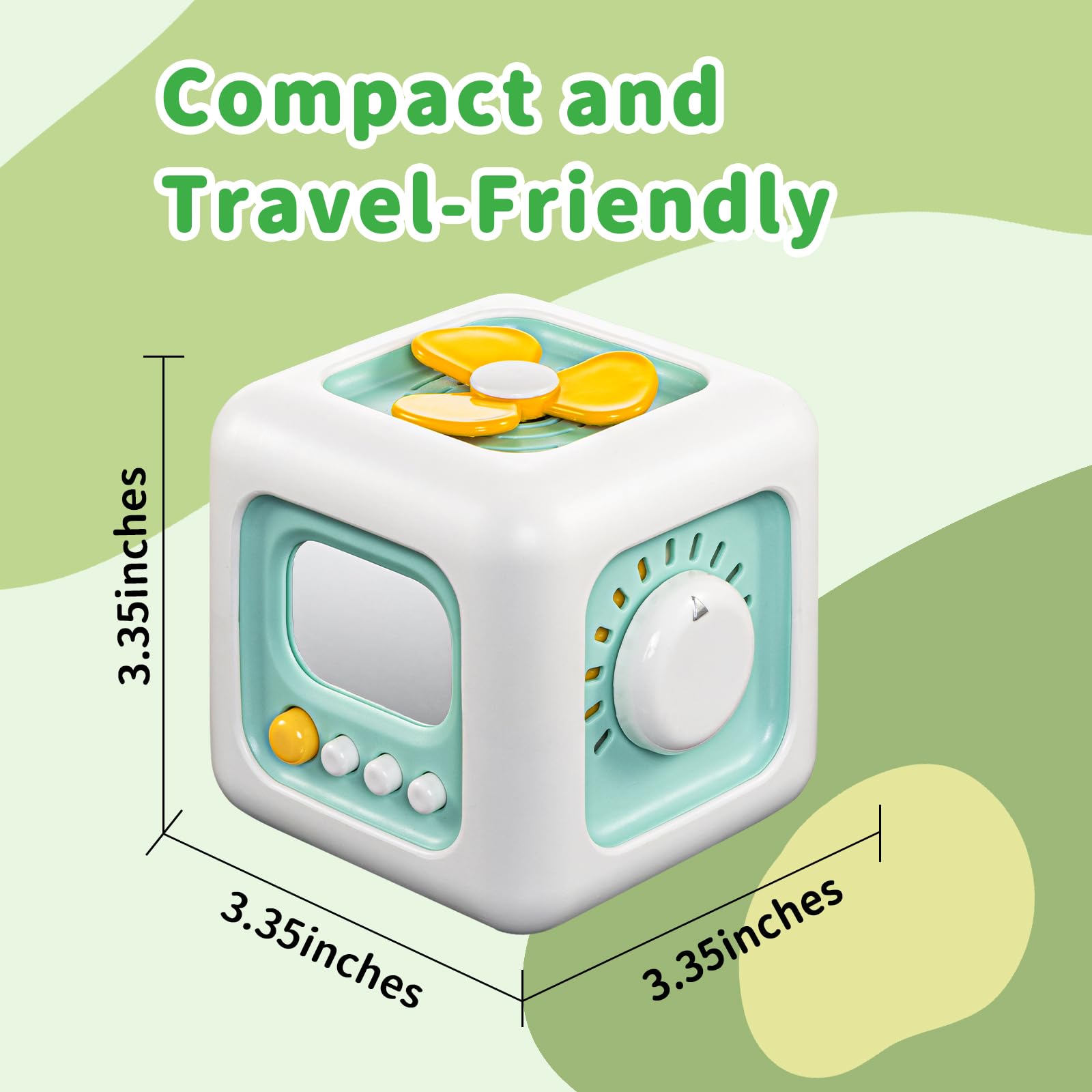 SOCBTNSO Busy Cube Toy – Sensory Activity Cube for Toddlers 1-3, 6-in-1 Fine Motor Skills Development, Travel-Friendly Baby Car Seat Toy for 12-18 Months, 1st Birthday Gift