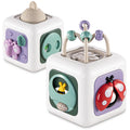 SOCBTNSO FunQuest Baby Busy Cube - 6-in-1 Montessori Travel Toy for Toddlers, Fine Motor Skills Development, Gift for Boys Girls 6 Months+