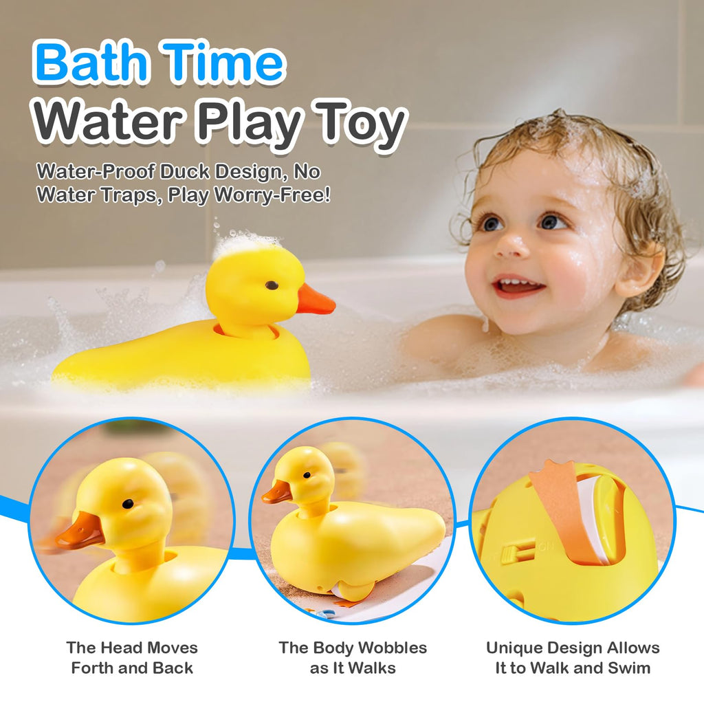 SOCBTNSO Walking Duck Bath Toy – Waterproof, Realistic Waddling Duck for Toddlers (Single or 2-Pack)