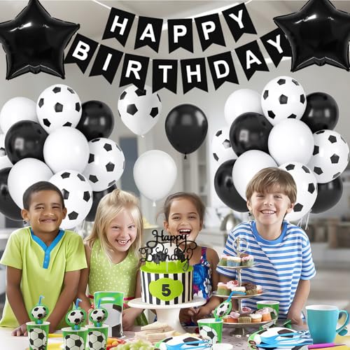 Soccer Birthday Party Decorations – 54-Piece Set with Balloons, Banner & Cake Topper