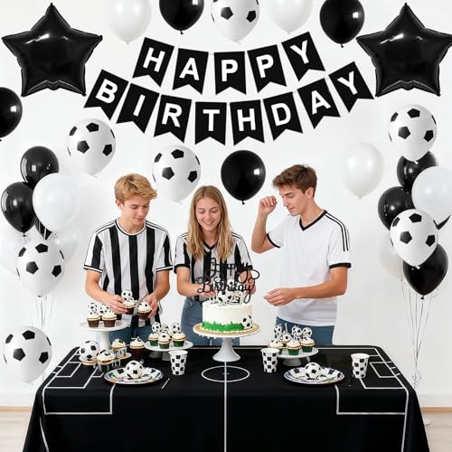 Soccer Birthday Party Decorations – 54-Piece Set with Balloons, Banner & Cake Topper